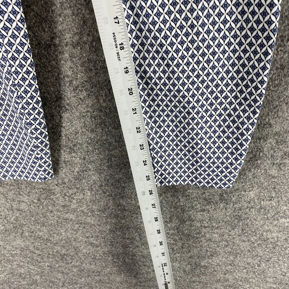 5/$45 H&M Pants Women 8 Blue Geometric Mid Rise Flat Front Chino Skinny  Cotton - Picture 7 of 10